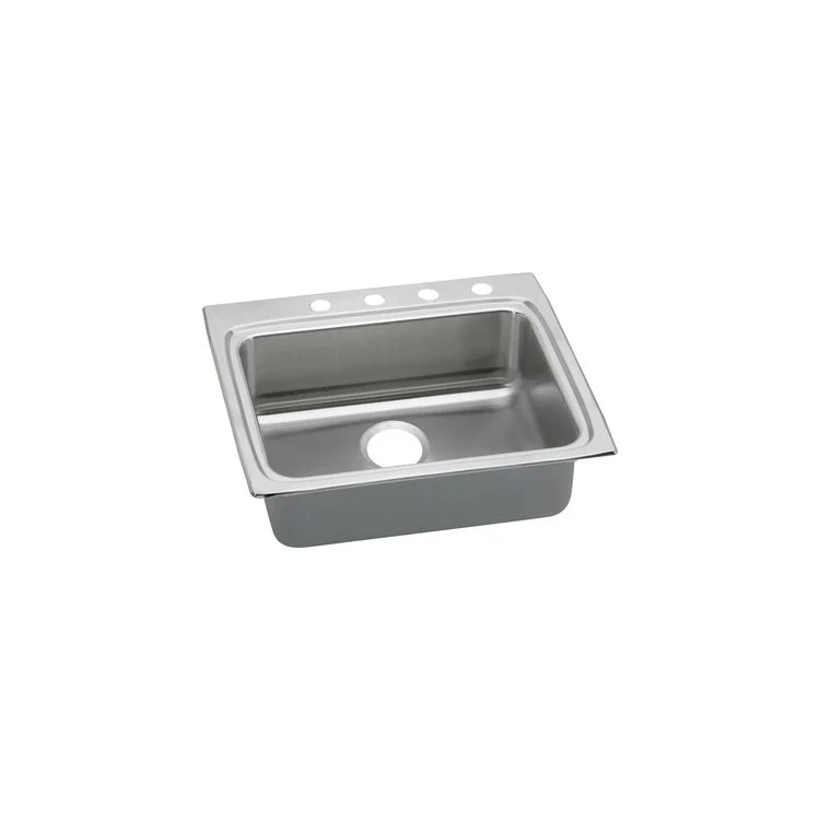 Kitchen Sink Lustertone Classic 25 x 22 Inch Single Bowl MR2 Hole ADA Lustrous Satin Top Mount Rectangle Drain Location Rear Center Depth 6-1/2 Inch Bottom Only Pads - Frankwebs