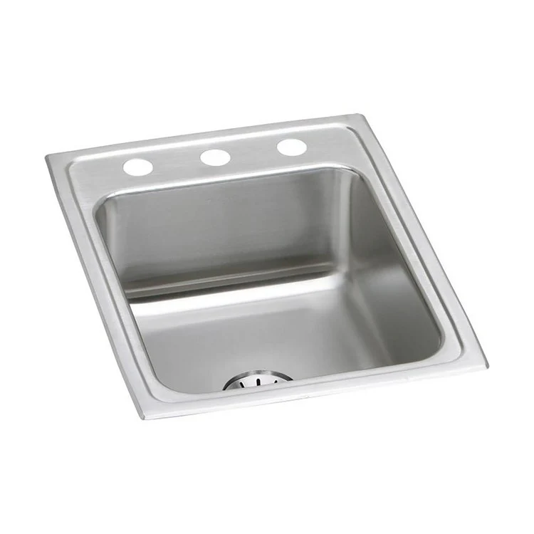 Kitchen Sink Lustertone Classic 17 x 22 Inch Single Bowl with Perfect Drain 3 Hole Lustrous Satin Drop-In Stainless Steel Drain Location Center Bottom Only Pads - Frankwebs