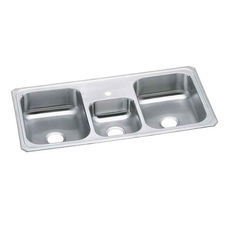 Kitchen Sink Celebrity 43 x 22 Inch Triple Bowl 1 Hole Brushed Satin Drop-In - Frankwebs