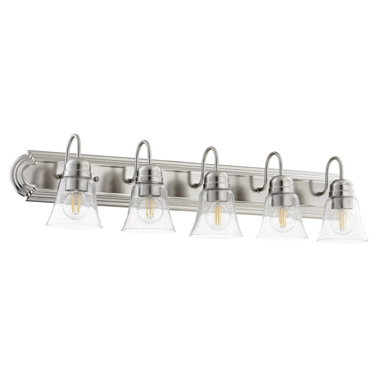 Traditional Five-Light Bathroom Vanity Fixture with Clear Seeded Glass Shades - Frankwebs
