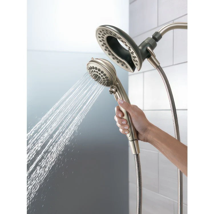 Handshower Combination Universal Showering Components In2ition 2-In-1 Spotshield Brushed Nickel 5 Function 6-13/16 Inch 1.75 Gallons per Minute Full Body Spray Full Spray with Massage Massaging Spray and Drenching Spray - Frankwebs