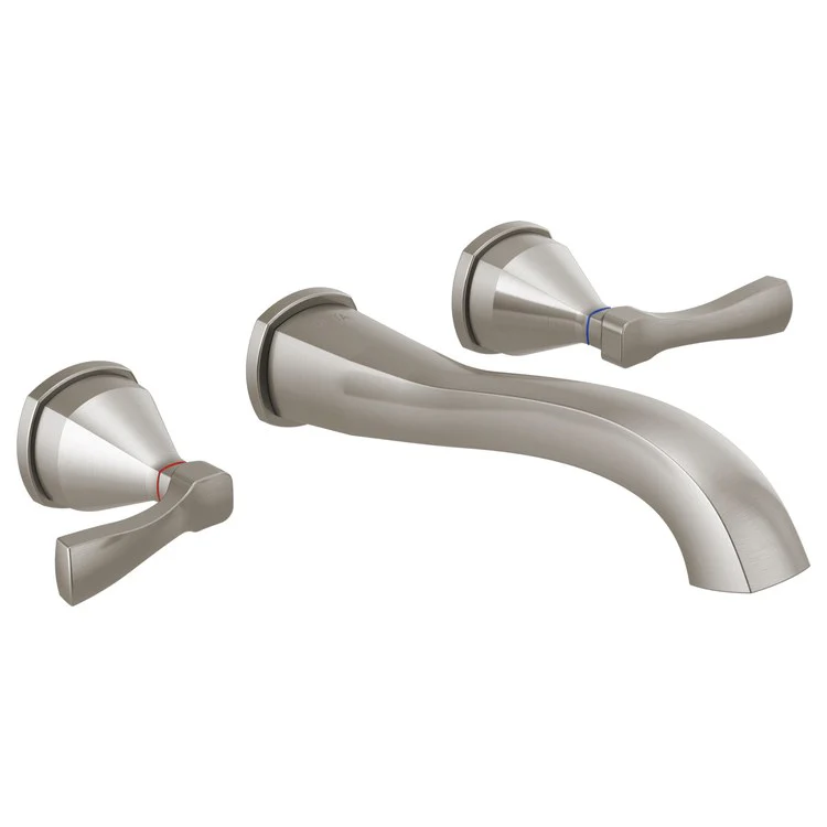 Lavatory Faucet Stryke Wall Mount Trim 8 Inch Spread 2 Lever ADA WaterSense Lumicoat Stainless 1.2 Gallons per Minute Less Drain 3 Hole - Frankwebs