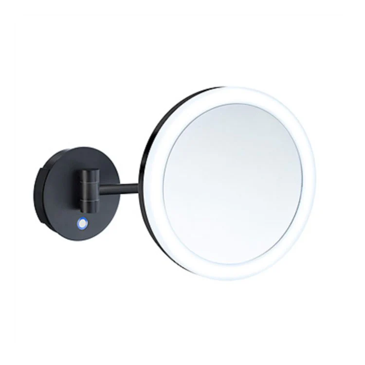 Shaving/Make Up Mirror Wall Mount with LED Light Black Round Framed 200 Millimeter - Frankwebs