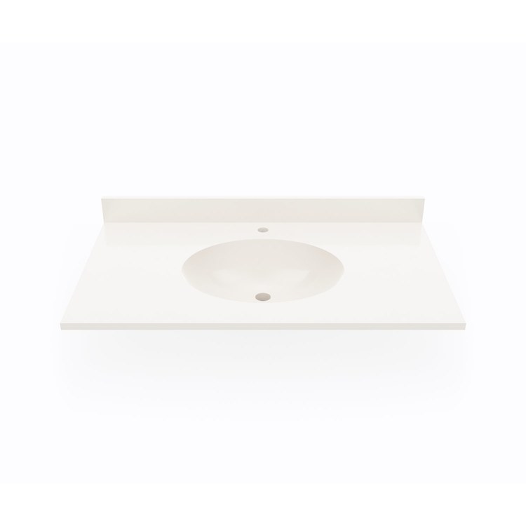 Vanity Top Ellipse Single Bowl 37 x 19 Inch ADA Bisque Swanstone 3 Hole - Frankwebs