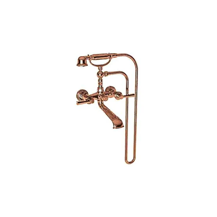 Tub Filler Miro Wall Mount Exposed with Handshower 6 Inch Spread 2 Lever ADA Satin Gold PVD 2 Hole - Frankwebs