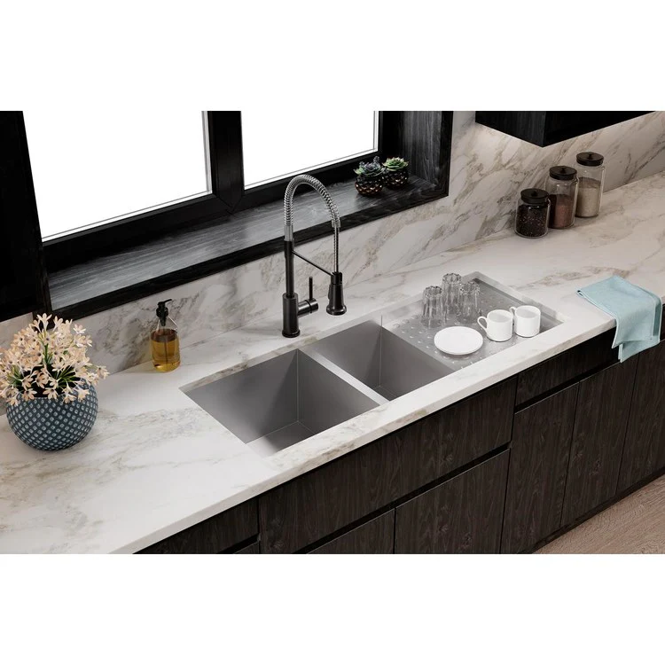 Kitchen Sink Crosstown 47.25 x 18.5 Inch Double Bowl 60/40 Polished Satin Undermount - Frankwebs