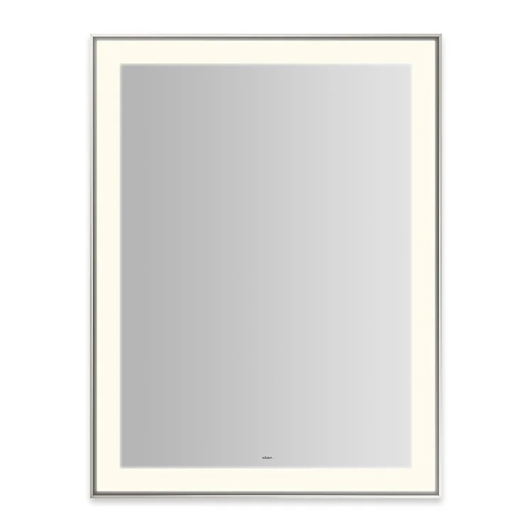 Wall Mirror Sculpt 31W x 41H Inch Chrome Slim Museum Frame Lighted Title 24 Rectangular - Frankwebs