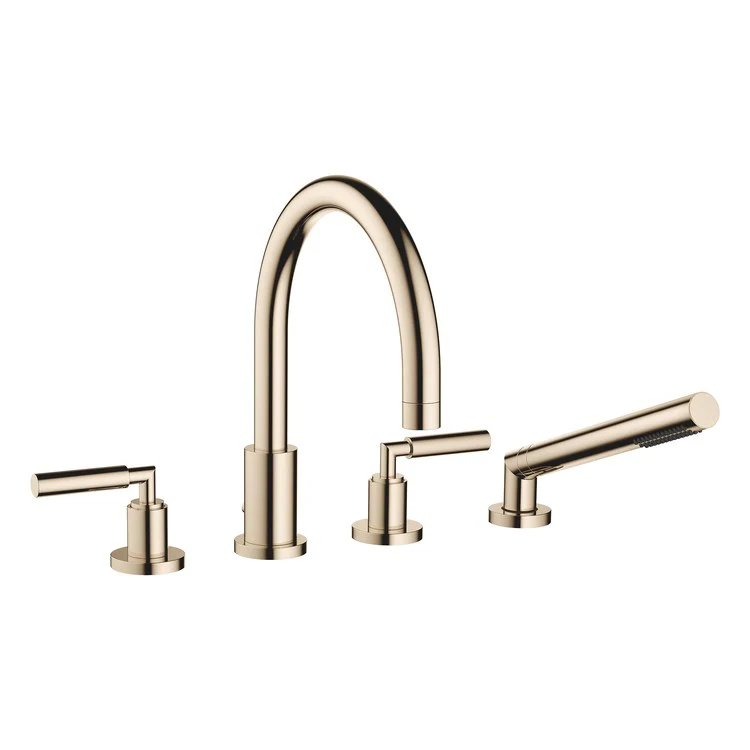 Tub Filler TARA Mixer for Deck Mount with Handshower 2 Lever ADA Dark Chrome - Frankwebs