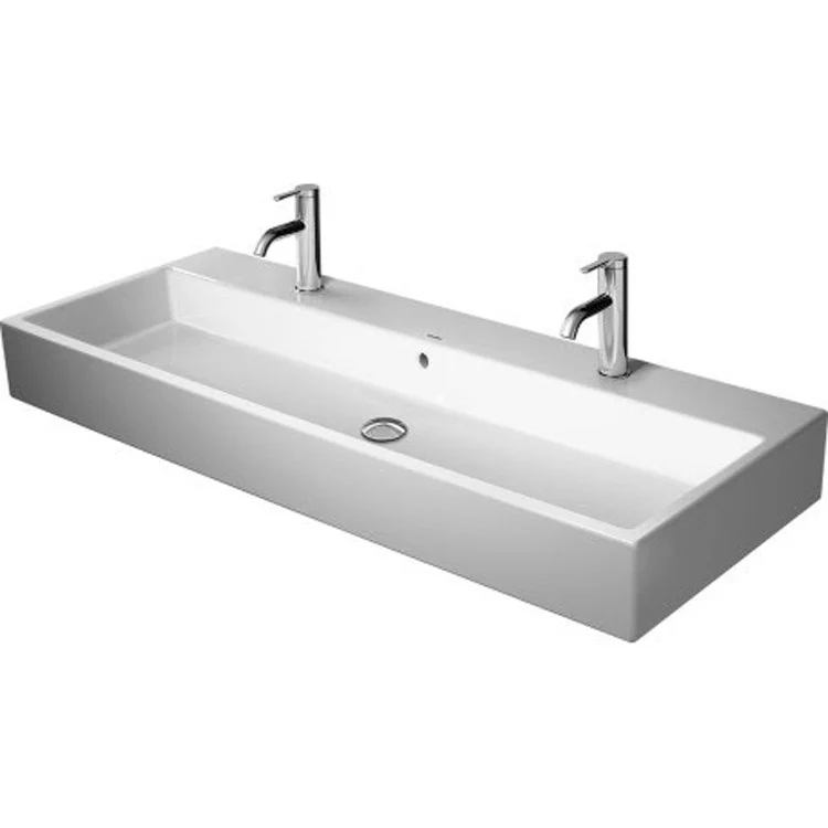 Lavatory Sink Vero Air Ground with Overflow 47-1/4 x 18-1/2 Inch 22-1/4 Inch Spread Rectangle White 2 Hole - Frankwebs
