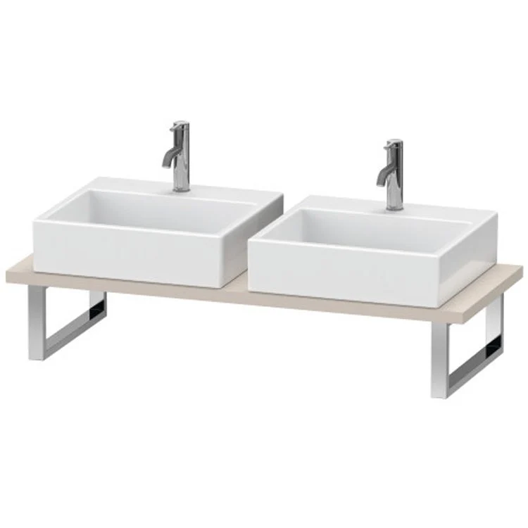 Lavatory Console L-Cube Brushed Oak Double Basin 31-1/2 x 21-5/8 Inch 1-1/8 Inch - Frankwebs