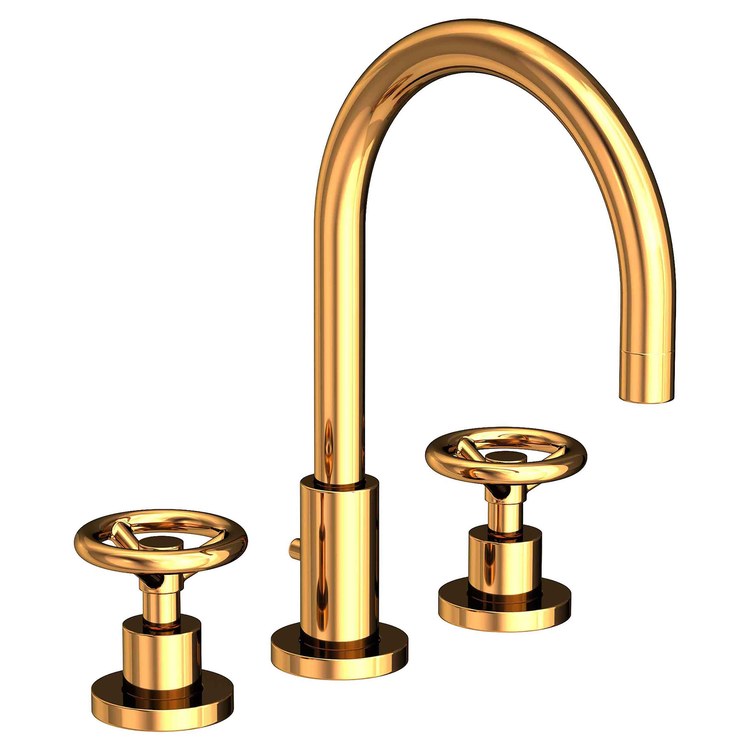 Lavatory Faucet Slater Widespread 8 to 20 Inch Spread 2 Wheel English Bronze 1.2 Gallons per Minute Brass Spout Height 6 Inch - Frankwebs