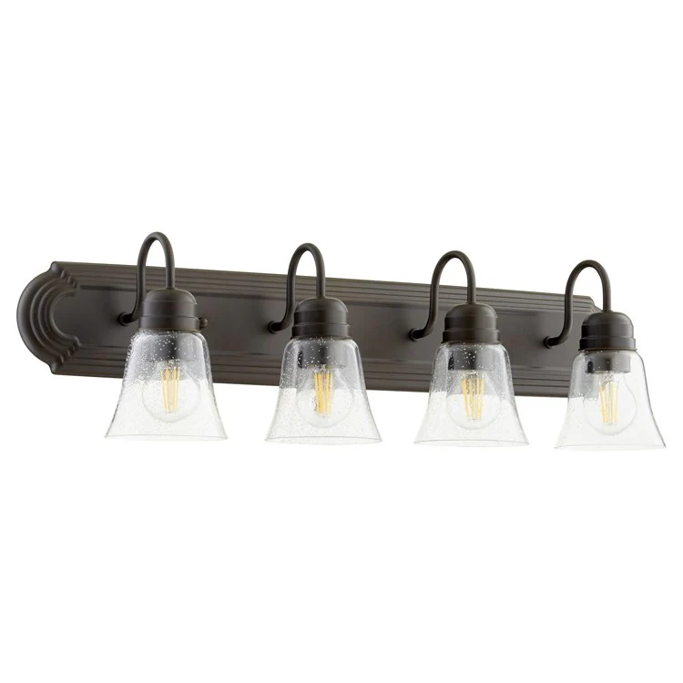 Traditional Four-Light Bathroom Vanity Fixture with Clear Seeded Glass Shades - Frankwebs