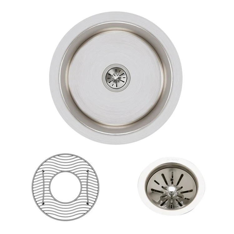 Kitchen Sink Lustertone The Mystic 14.5 x 14.5 Inch Single Bowl Kit with Faucet ADA Lustrous Highlighted Satin Undermount Round Drain Location Center Depth 6 Inch Sound Guard - Frankwebs