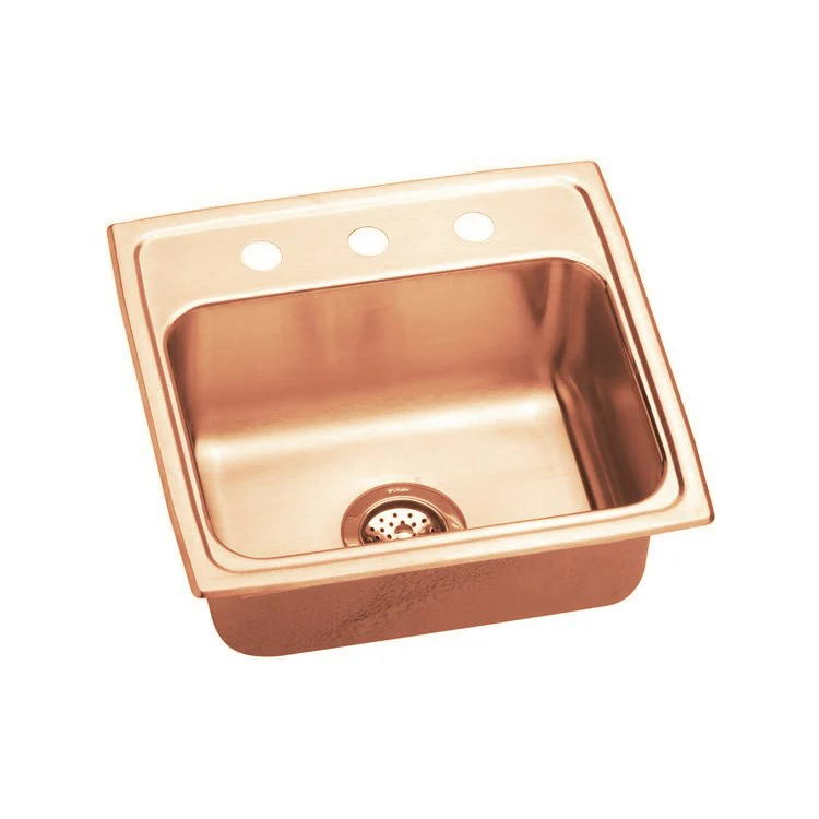 Kitchen Sink 19.5 x 19 Inch Single Bowl 3 Hole ADA Copper Drop-In Rectangle Drain Location Rear Center Depth 4-1/2 Inch Full Spray Sides and Bottom - Frankwebs