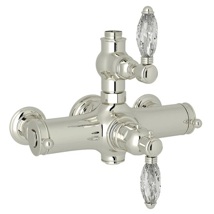Thermostatic Valve Exposed with Volume and Temperature Control 2 Crystal Lever Polished Nickel - Frankwebs