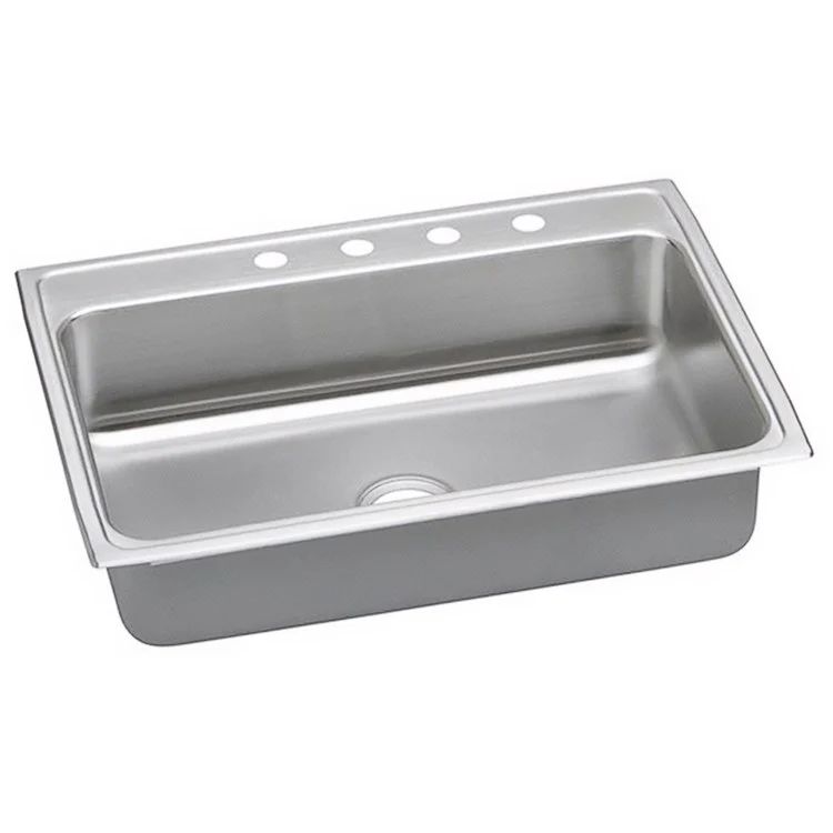 Kitchen Sink Lustertone Classic 31 x 22 Inch Single Bowl ADA Lustrous Highlighted Satin Top Mount Rectangle Drain Location Rear Center Depth 6-1/2 Inch Quick Clip Mounting System Full Spray Sides and Bottom - Frankwebs