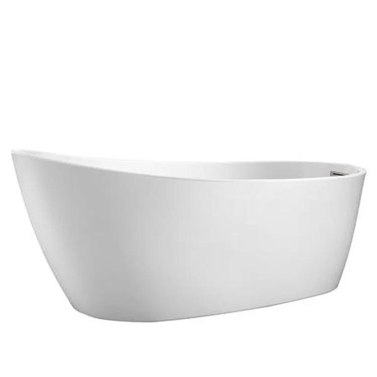Freestanding Tub Lucinda 65 Inch Slipper Oval Acrylic White/White Drain and Overflow No Faucet Holes - Frankwebs