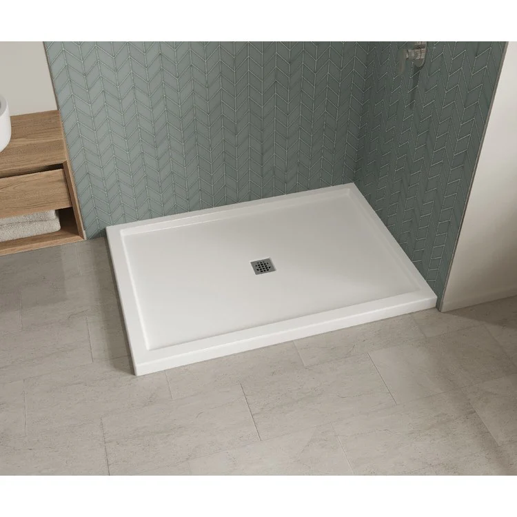 Shower Base B3 Corner Right Square Drain White 60 x 42 Inch Acrylic - Frankwebs
