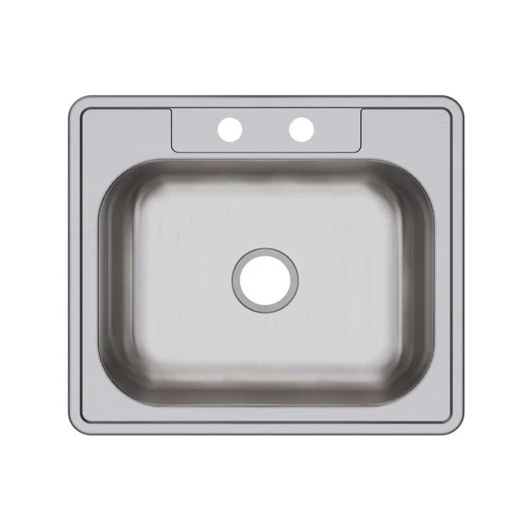 Kitchen Sink Dayton 25 x 21.25 Inch Single Bowl 2 Hole ADA Satin Drop-In Rectangle Drain Location Center Depth 6-4/7 Inch Bottom Only Pads - Frankwebs