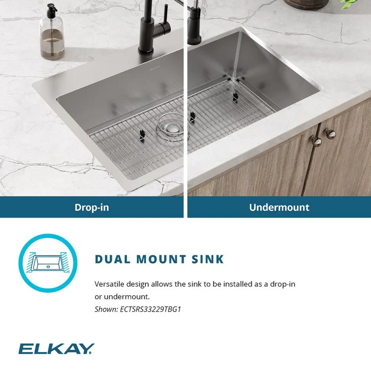 Kitchen Sink Crosstown 33 x 22 Inch Single Bowl Kit with Grid 1 Hole Polished Satin Drop-In Undermount Stainless Steel - Frankwebs