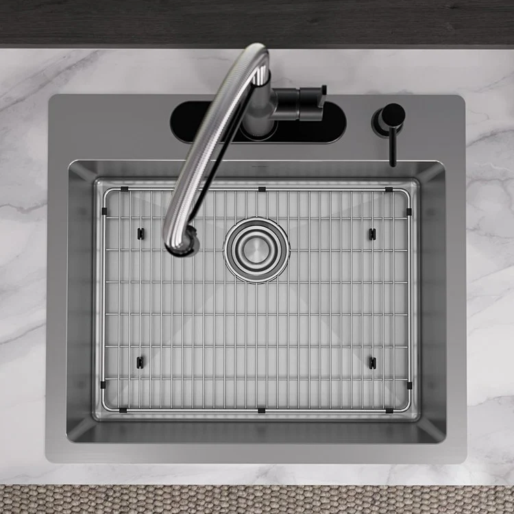 Kitchen Sink Crosstown 25 x 22 Inch Single Bowl 4 Hole Polished Satin Drop-In Undermount - Frankwebs