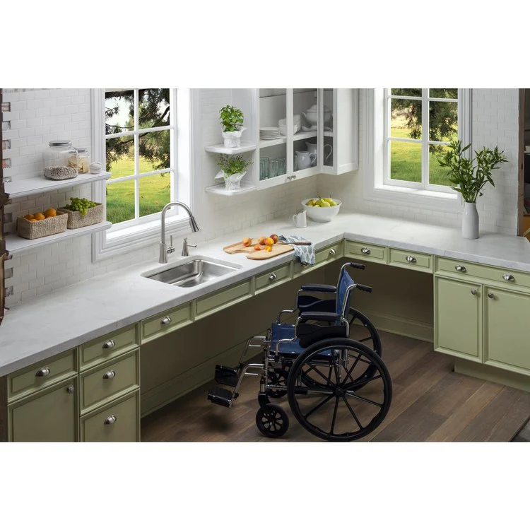 Kitchen Sink Lustertone Classic 23.5 x 18.25 Inch Single Bowl ADA Lustrous Satin Undermount Rectangle Drain Location Rear Center Depth 4-3/8 Inch Bottom Only Pads - Frankwebs