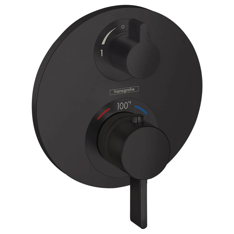 Thermostatic Trim Ecostat S with Volume Control 2 Lever Matte Black ADA for Rough-In Valve with Service Stops 01850181 6.0 Gallons per Minute Escutcheon Handle Metal - Frankwebs