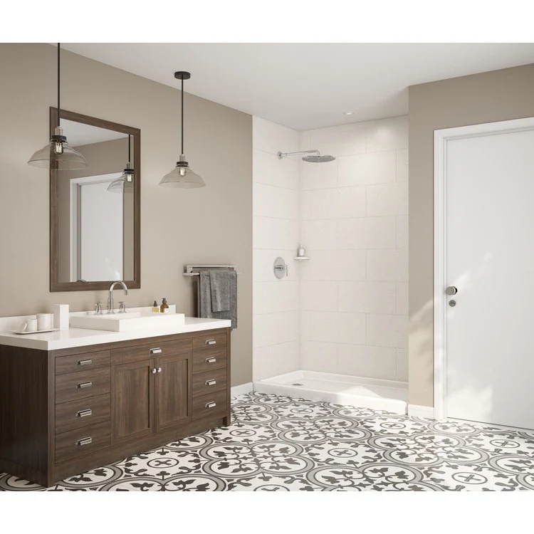 Shower Wall Kit Traditional Subway Tile Glue Up 36 x 62 x 96 Inch Birch Swanstone - Frankwebs