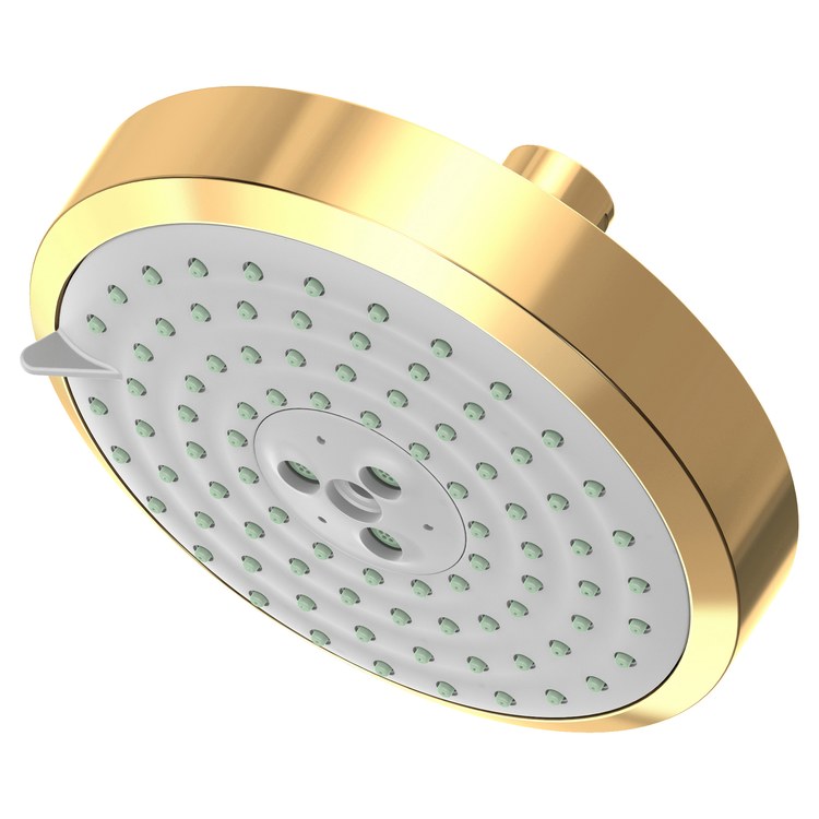 Showerhead Newport Bath 3 Function Satin Gold PVD 5-15/16 Inch 1.8 Gallons per Minute Full/Message/Intense Turbo Spray - Frankwebs
