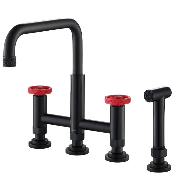 Urbix Industrial Bridge Kitchen Faucet with Side Sprayer - Frankwebs