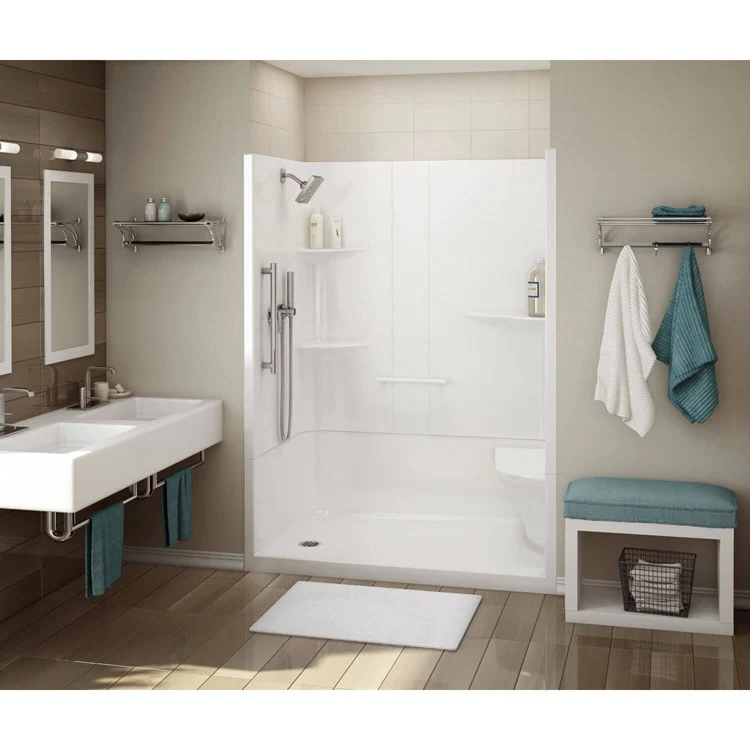 Shower Allia Rectangular 2 Piece White 60 x 34-1/2 Inch Acrylic Less Seat Left Drain - Frankwebs