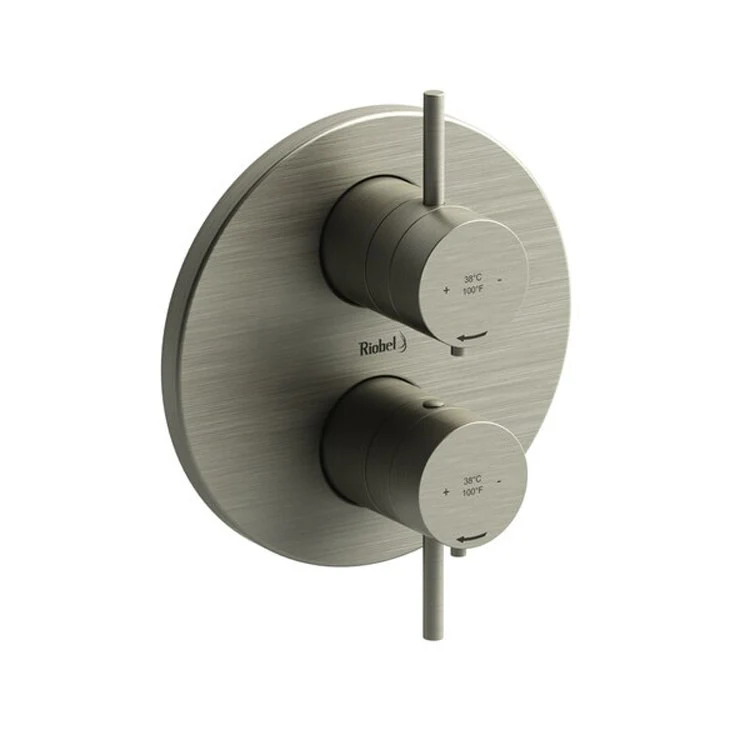 Thermostatic Valve Pallace Pressure Balance System Round 4-Way 2 Lever Polished Nickel ADA 7-1/8W x 7-1/8H Inch - Frankwebs