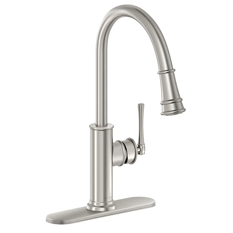 Kitchen Faucet Explore Deck Mount 1 Lever ADA Lustrous Steel Pull Down Spray 1 Hole Spout Height 17-7/8 Inch - Frankwebs