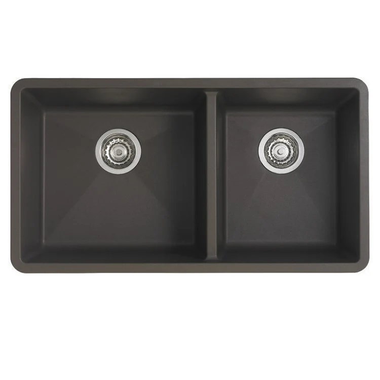 Kitchen Sink Precis 33 x 18 Inch Double Bowl 1-3/4 Bowl Coal Black Undermount Rectangle Silgranit - Frankwebs