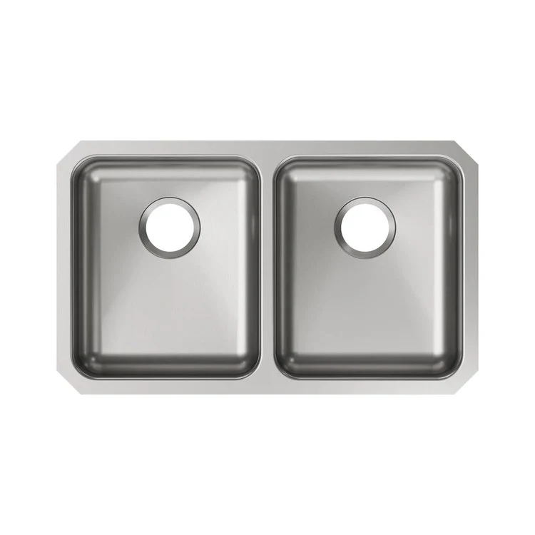 Kitchen Sink Lustertone Classic 30.75 x 18.5 Inch Double Bowl Equal ADA Lustertone Undermount Rectangle Drain Location Rear Center Depth 5-3/8 Inch Bottom Only Pads - Frankwebs