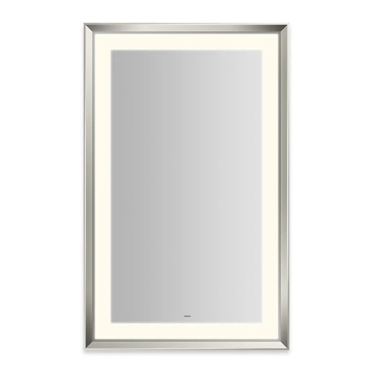 Wall Mirror Sculpt 27W x 43H Inch Chrome Chamfer Museum Frame Lighted Title 24 Rectangular Polished - Frankwebs