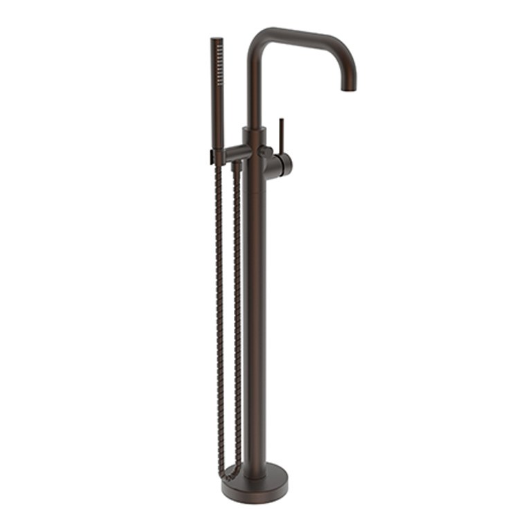 Tub Filler East Square Exposed Freestanding with Handshower 1 Lever ADA Forever Brass PVD Brass 1.8GPM Handshower - Frankwebs