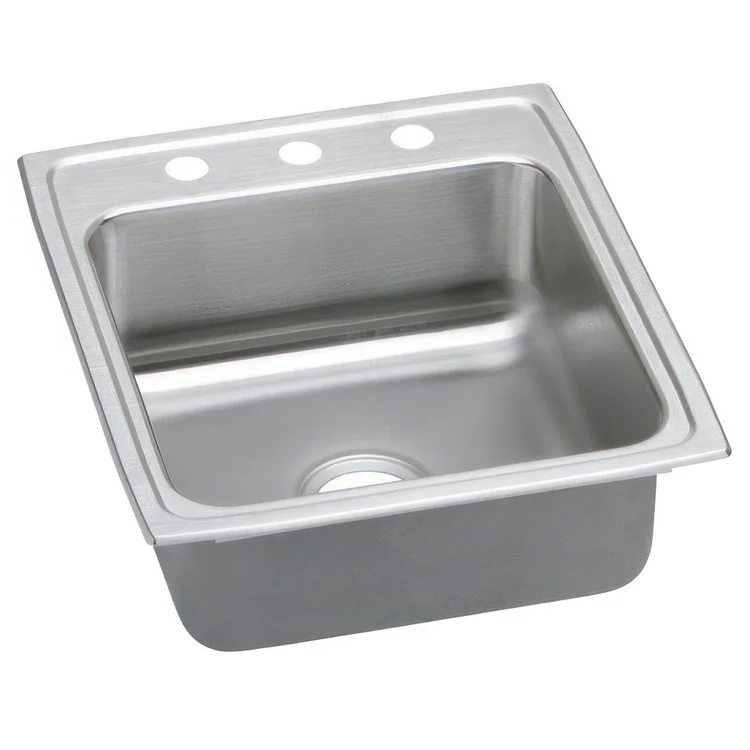 Kitchen Sink Lustertone Classic 19.5 x 22 Inch Single Bowl 3 Hole ADA Lustrous Satin Drop-In Rectangle Drain Location Rear Center Depth 6 Inch Quick Clip Mounting System Bottom Only Pads - Frankwebs