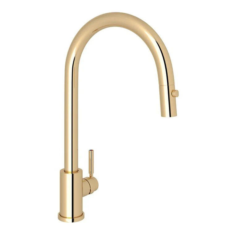 Kitchen Faucet Holborn 1 Lever English Gold Dual Spray Pull Down C-Spout 1.75 Gallons per Minute - Frankwebs