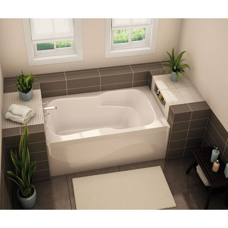 Soaking Tub 60 x 32-1/2 x 21-1/4 Inch Body-Fit Left Drain White AcrylX - Frankwebs