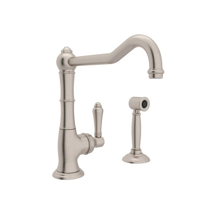 Kitchen Faucet Cinquanta with Sidespray Column Spout and Extended Spout 1 Metal Lever Satin Nickel 1.5 Gallons per Minute - Frankwebs