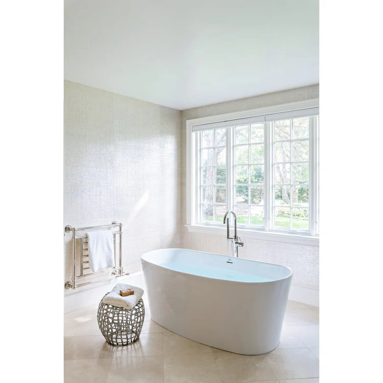 Soaking Tub Metro Collection Biscayne 64 x 31 Inch Freestanding Tub Only Center Almond Hydroluxe SS - Frankwebs