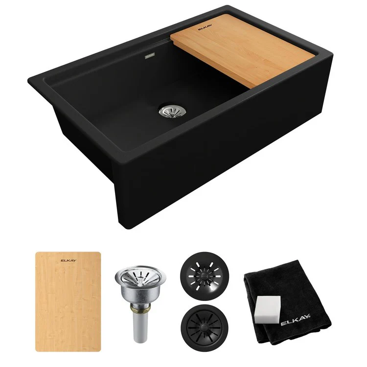 Kitchen Sink Quartz Luxe 36 x 21.5 Inch Single Bowl Perfect Drain Parchment Farmhouse - Frankwebs