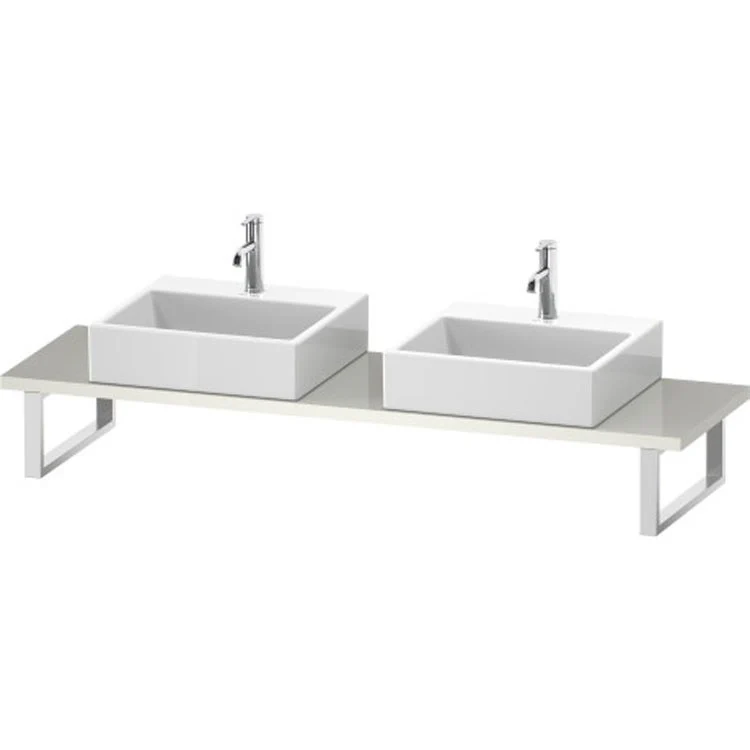 Lavatory Console L-Cube Cappuccino High Gloss Double Basin Compact 31-1/2 x 18-7/8 Inch Ceramic 1-1/8 Inch - Frankwebs