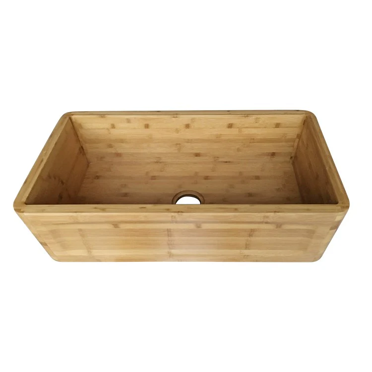Kitchen Sink 33L x 18W Inch Single Bowl Poco Frame Design Bamboo Rectangle - Frankwebs