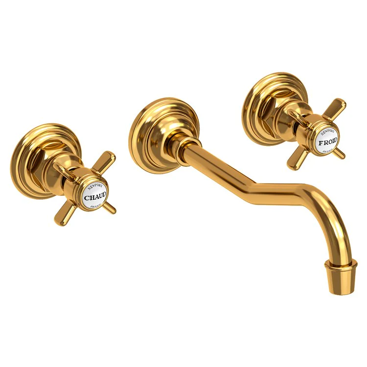 Fairfield Two Handle Wall-Mount Bathroom Faucet - Aged Brass - Frankwebs