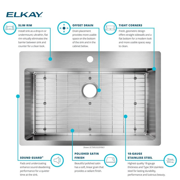 Kitchen Sink Crosstown 33 x 22 Inch Single Bowl Kit with Grid 1 Hole Polished Satin Drop-In Undermount Stainless Steel - Frankwebs
