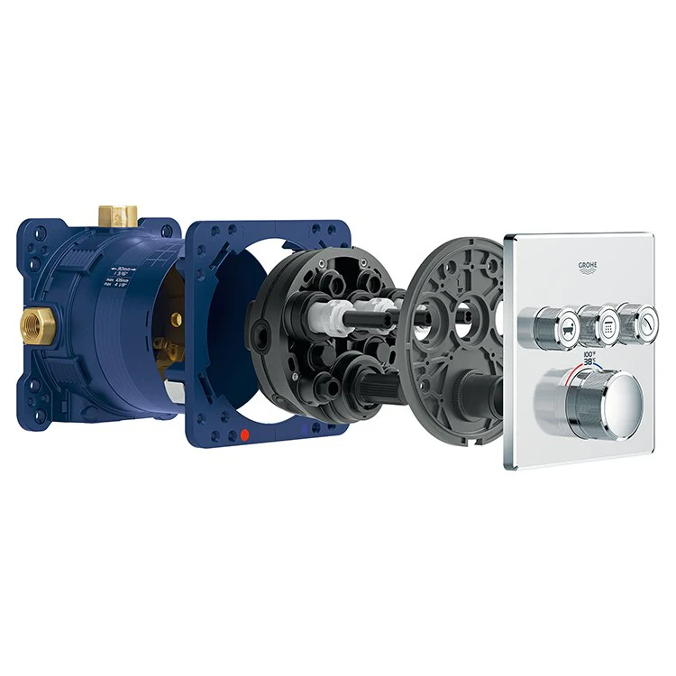 Grohtherm SmartControl Triple-Function Square Thermostatic Valve Trim with Control Module - Frankwebs