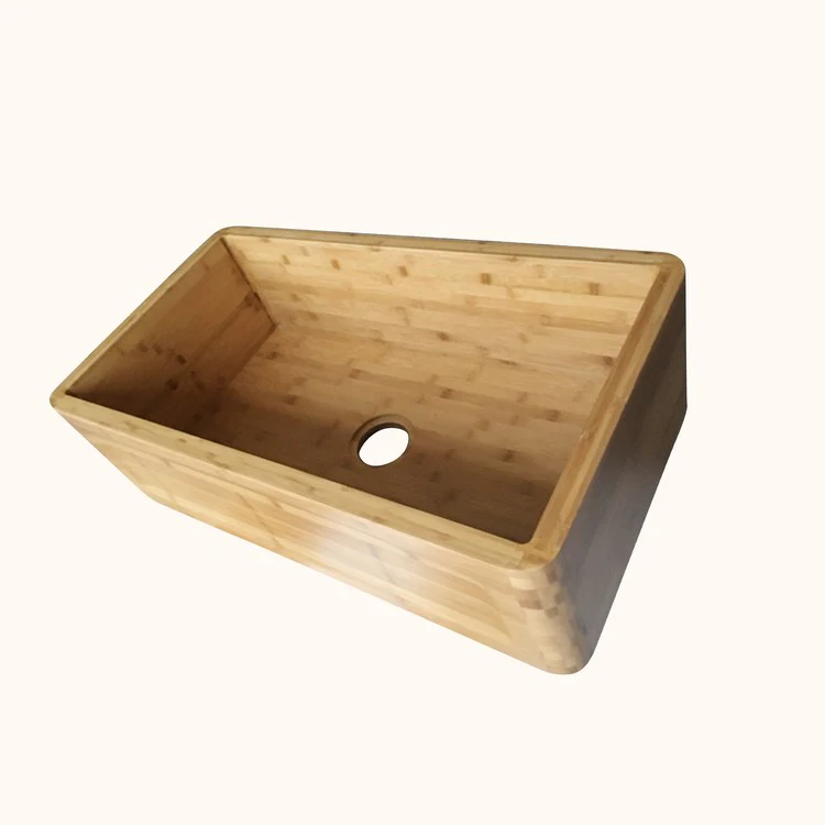 Kitchen Sink 33L x 18W Inch Single Bowl Poco Frame Design Bamboo Rectangle - Frankwebs