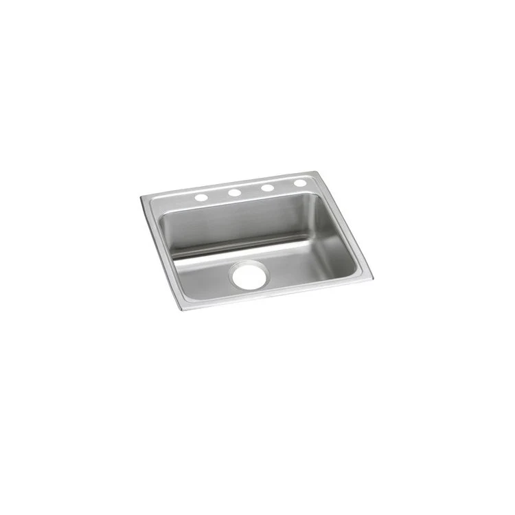 Kitchen Sink Lustertone Classic 22 x 22 Inch Single Bowl MR2 Hole ADA Lustrous Satin Drop-In Square Drain Location Rear Center Depth 6-1/2 Inch Bottom Only Pads - Frankwebs